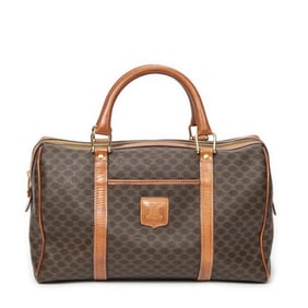 CELINE VINTAGE MEDIUM BOSTON BROWN MACADAM COATED