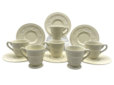 WEDGWOOD PATRICIAN IVORY DEMITASSE CUPS & SAUCERS