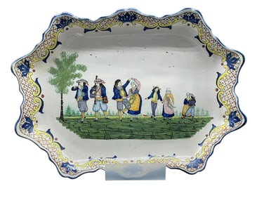 FRENCH HB QUIMPER FAIENCE OVAL WALL PLATTER 16"