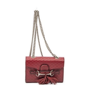GUCCI SMALL EMILY CHAIN BAG RED MICROGUCCISSIMA LE