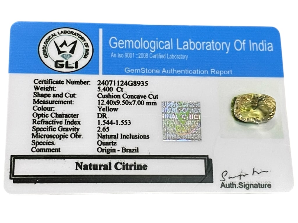 NATURAL CITRINE – 5.40 CT CUSHION CONCAVE CUT (1 of 2)