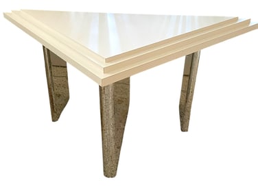 MODERN WHITE LACQUER  SIDE TABLE 50"