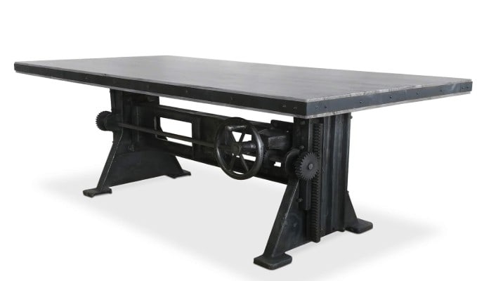 INDUSTRIAL  DINING TABLE WITH CRANK CAST IRON BASE (1 of 15)