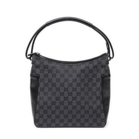 GUCCI ZIP SHOULDER HOBO BLACK MONOGRAMMED CANVAS S