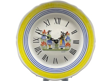 HENRIOT QUIMPER FAIENCE WALL CLOCK PLATE 10"