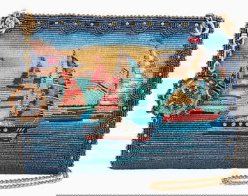 NEW MARY FRANCES YACHT LIFE BLUE SAILBOAT HANDBAG