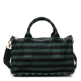 PRADA CANAPA RIGHE STRIPE TOTE GREEN/BLACK STRIPED