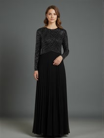 NINA RAYNOR BLACK BEADED EVENING GOWN SZ 12