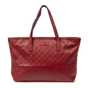 GUCCI LARGE ZIP SHOPPING TOTE RED GUCCISSIMA LEATH