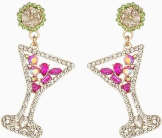NEW! EYECANDY 18KGP MARTINI CZ DROP EARRINGS