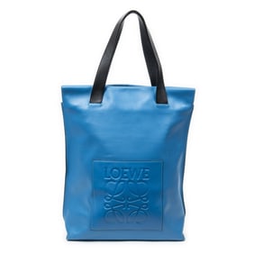 LOEWE ANAGRAM SHOPPER TOTE BLUE/BLACK SMOOTH CALFS