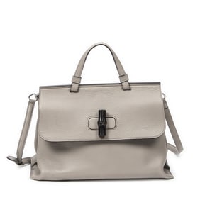 GUCCI MEDIUM BAMBOO DAILY TOP HANDLE GREY GRAINED
