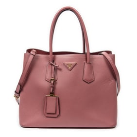 PRADA DOUBLE HANDLE TOTE PINK SAFFIANO LEATHER GOL