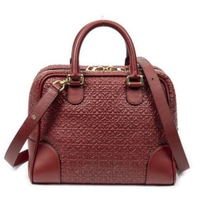 LOEWE MEDIUM AMAZONA 75 RED ANAGRAM EMBOSSED CALFS