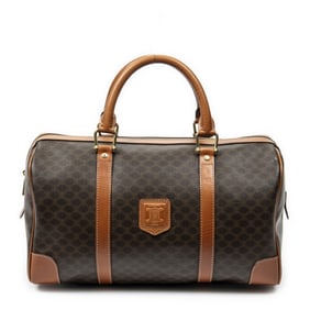 CELINE VINTAGE MEDIUM BOSTON BROWN MACADAM COATED