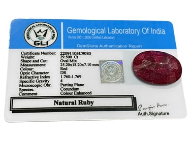 NATURAL RUBY GLI CERTIFIED OVAL MIX CUT, 29.50 CT