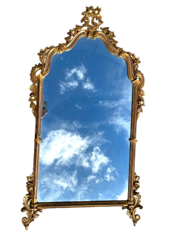 ORNATE GILT ROCOCO-STYLE WALL MIRROR 53" (1 of 7)