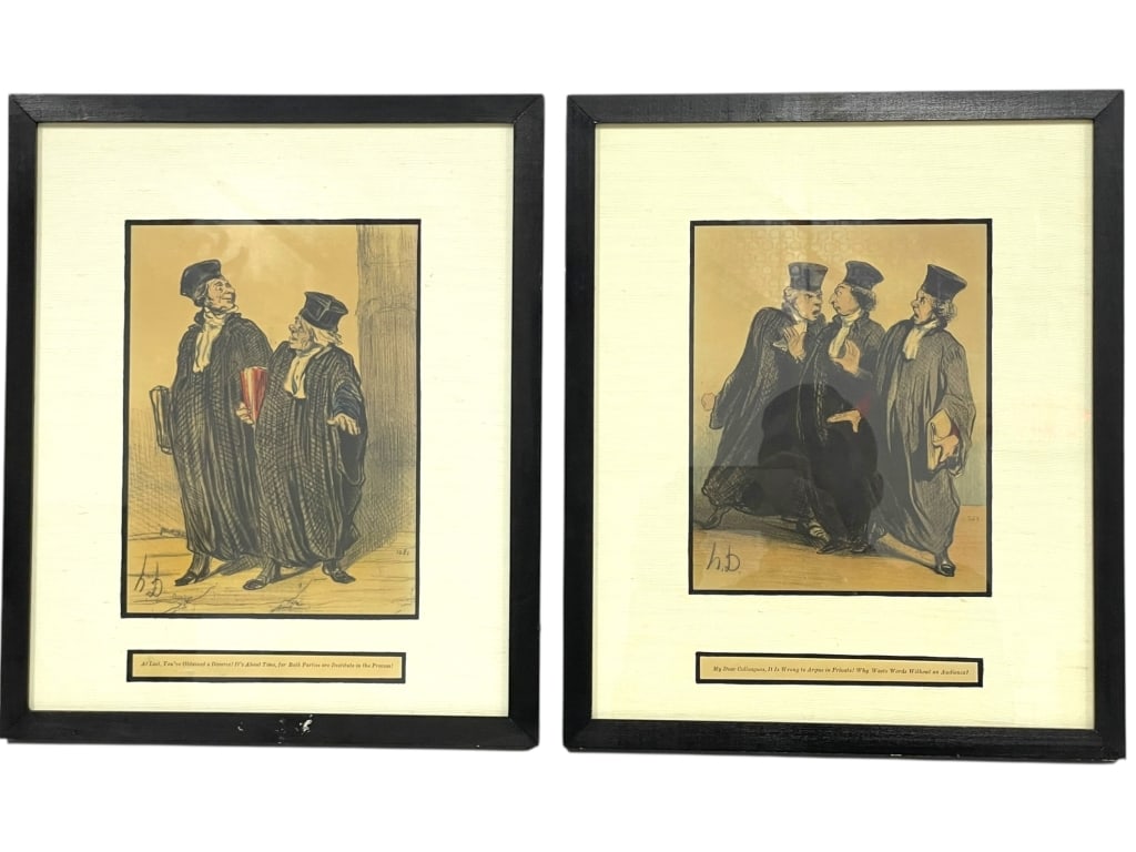 VINTAGE LEGAL CARICATURE PRINTS AFT. DAUMIER 15.5" (1 of 7)