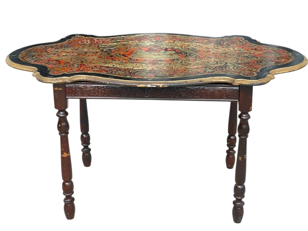 ANTIQUE FRENCH BOULLE CENTRE TABLE 50" (1 of 20)