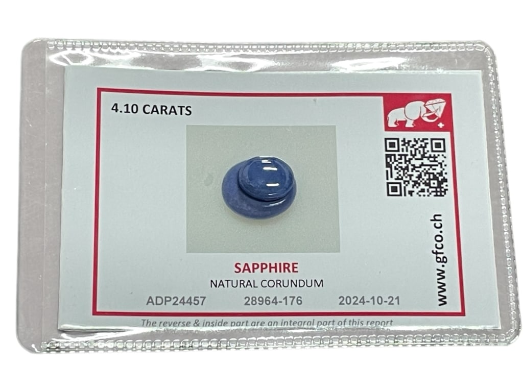 GFCO CERTIFIED 4.10 CARAT NATURAL BLUE SAPPHIRE (1 of 3)