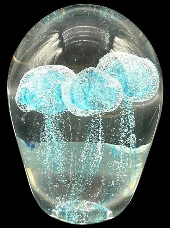 MURANO STYLE ART GLASS PAPERWEIGHT W JELLYFISH 6" (1 of 5)