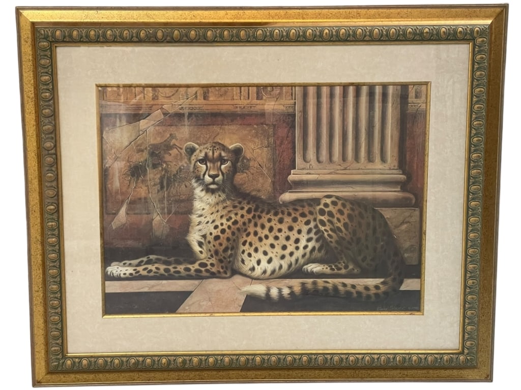 CHEETAH IN RUINS NEOCLASSIC WILDLIFE ART PRINT 42" (1 of 2)
