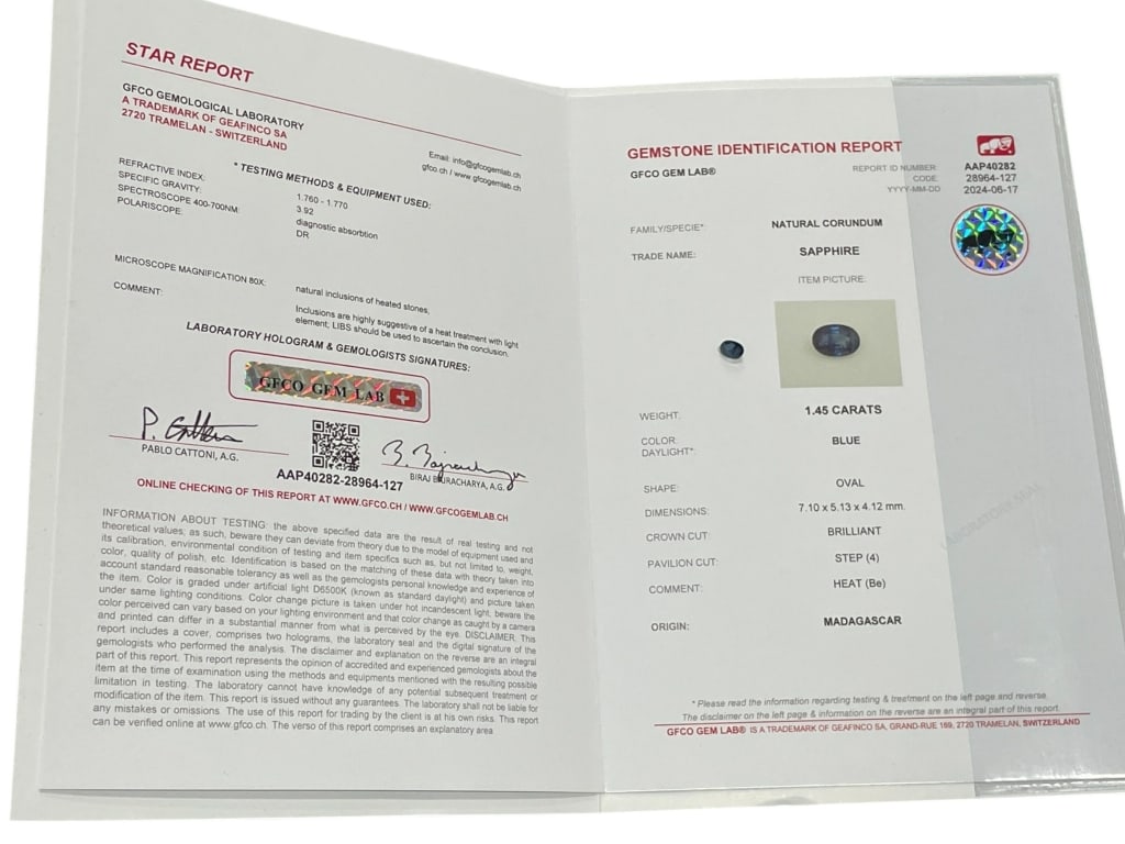 GFCO CERTIFIED 1.45 CARAT NATURAL BLUE SAPPHIRE (1 of 2)