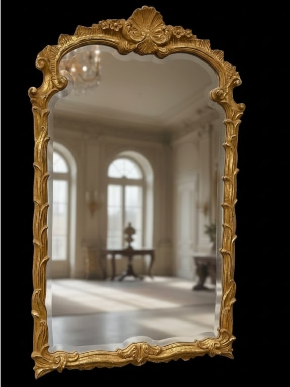 ORNATE GOLD GILT FRENCH-STYLE WALL MIRROR 55" (1 of 3)