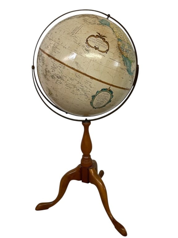 ANTIQUE STYLE FLOOR GLOBE ON  WOOD STAND (1 of 5)