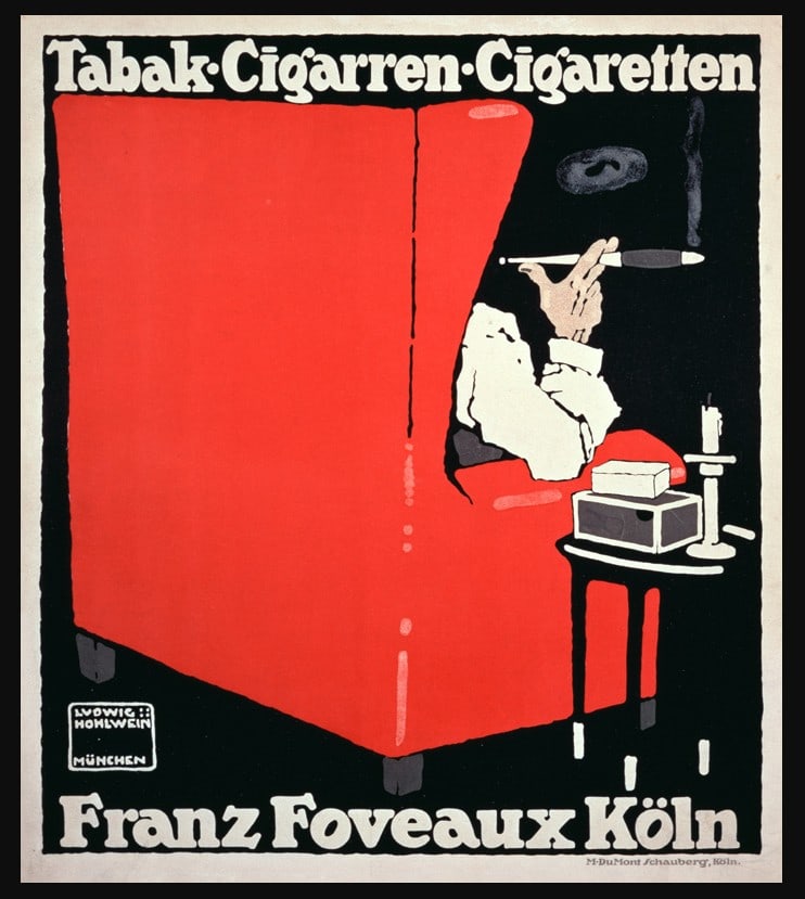 LARGE L. HOHLWEIN TABAK CIGARREN ART POSTER 46" (1 of 5)