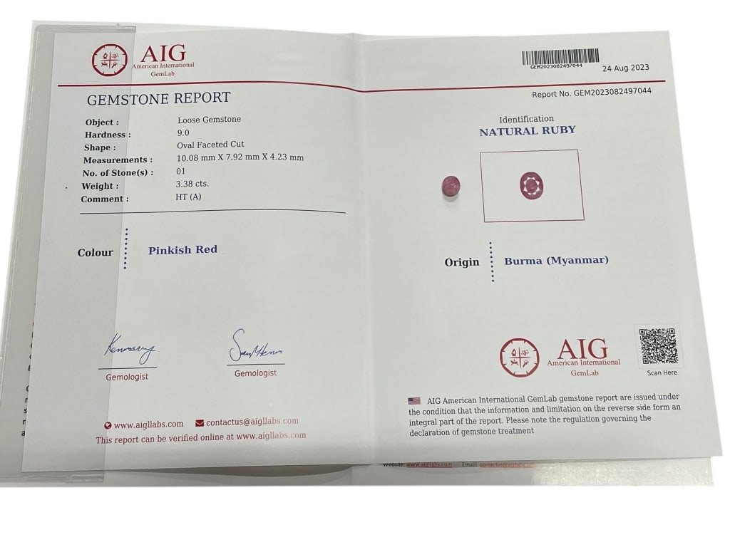 NATURAL BURMESE RUBY OVAL FACETED CUT 3.38 CTS (1 of 2)