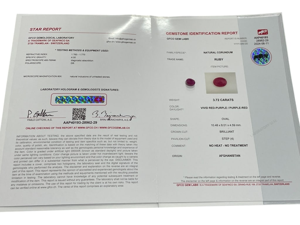 NATURAL UNHEATED RUBY OVAL CUT 3.72 CARATS (1 of 2)