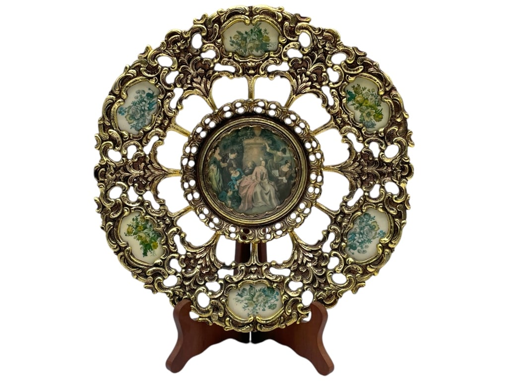 DECORATIVE PLATE IN BRONZE W/ MEDALLIONS 11.5" (1 of 6)