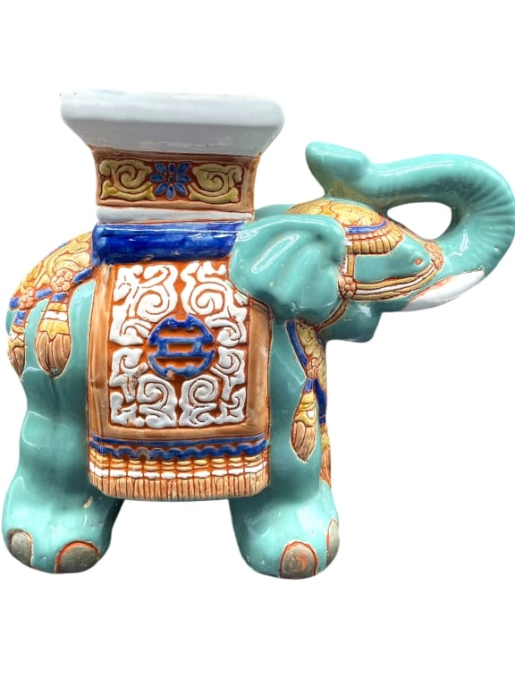 DECORATIVE CERAMIC ELEPHANT PLANT STAND 14" (1 of 9)