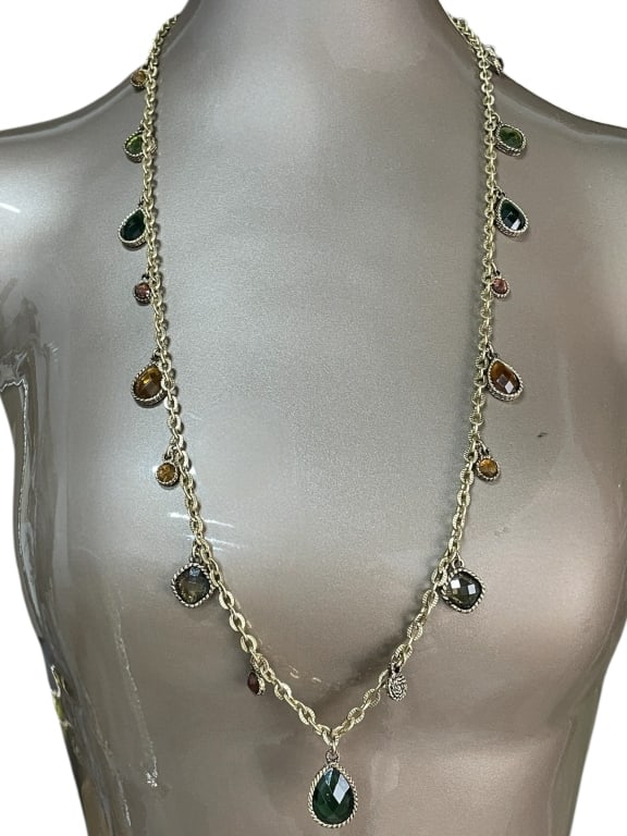 RALPH LAUREN GOLD-TONE MULTI-STONE NECKLACE (1 of 5)