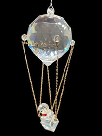 SWAROVSKI STYLE CRYSTAL HOT AIR BALLOON ORNAMENT