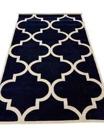 UNIQUE LOOM NAVY & IVORY TRELLIS PATTERN RUG 5'x8'
