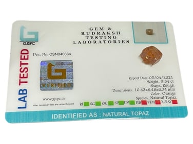 NATURAL TOPAZ ROUGH SPECIMEN – 5.54 CARATS