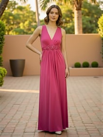 NEW YORK & COMPANY PINK SLEEVELESS MAXI DRESS SM