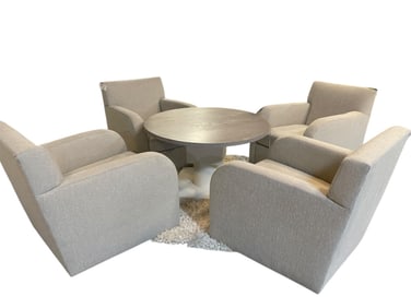 ADJUSTABLE TABLE 4 MODERN SWIVEL CLUB CHAIRS