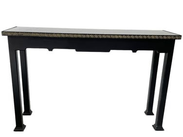 VINTAGE BLACK LACQUER CHINESE STYLE CONSOLE TABLE