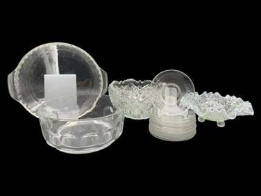 ASSORTED CLEAR GLASS SERVING & DESSERT GROUP