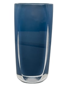 KOSTA BODA MIDNIGHT BLUE OVERLAY ART GLASS VASE