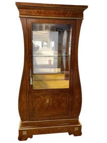 ELEGANT INLAID WOOD DISPLAY CABINET W GLASS DOOR