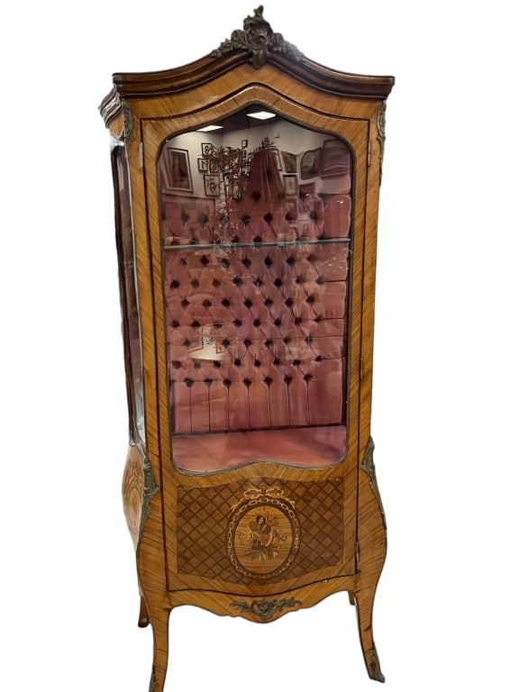 LOUIS XV STYLE INLAID VITRINE CABINET (1 of 14)