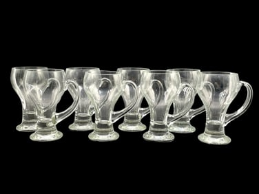 SET OF 8 GLASS BEER OR ALE MUGS 7"