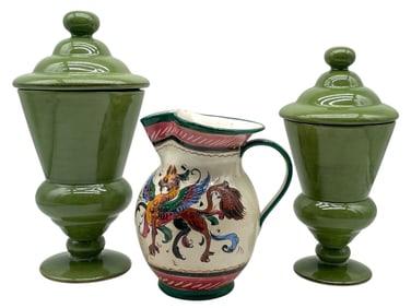 LOT OF 3 DECORATIVE CERAMIC PIECES