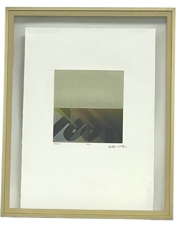 CARLOS DAVILA “LINE II?? AQUATINT ETCHING 1979 27": CARLOS DAVILA “LINE II” AQUATINT ETCHING 1979 -Original aquatint etching titled Line II by artist Carlos Davila, featuring a bold abstract composition with strong linear elements and layered t