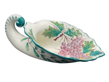 ITALIAN MAJOLICA CORNUCOPIA CENTERPIECE BOWL 18"