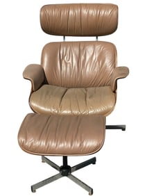 PLYCRAFT EAMES STYLE LOUNGE CHAIR AND OTTOMAN